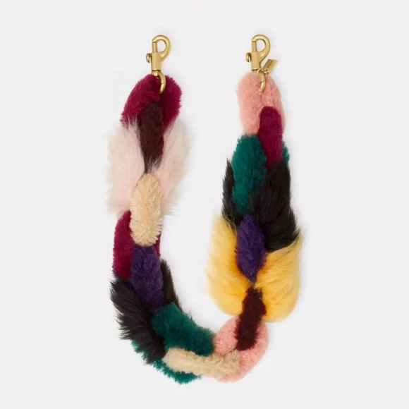 Coach Short Chain Bag Strap in Shearling Brass/Fun Multi 25”L CN066 NWT - Picture 2 of 12